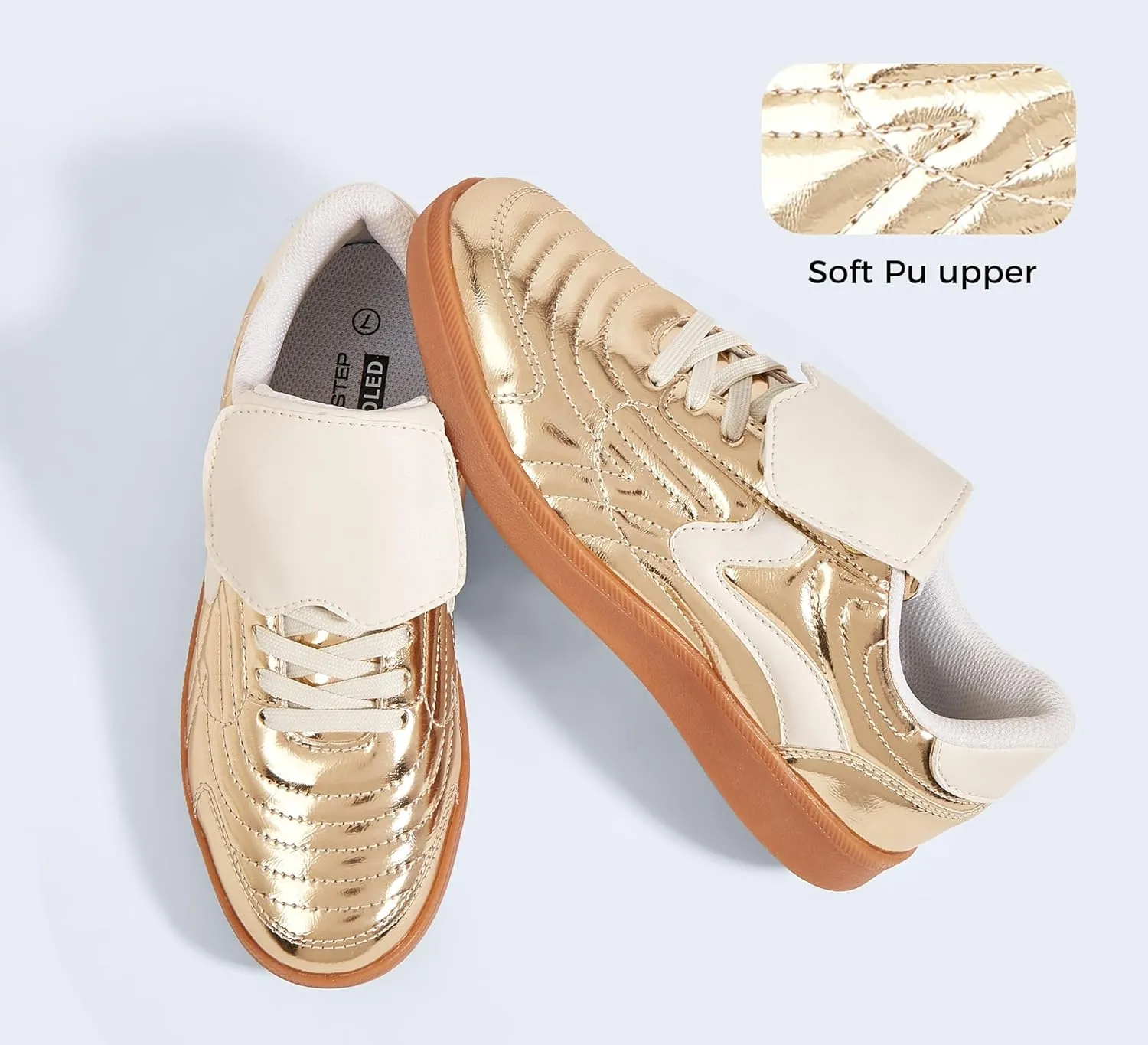 LUCKY STEP Women's Gum Sole Fashion Sneakers Classic Retro Fancy Casual Leisure Tennis Walking Skate Shoes