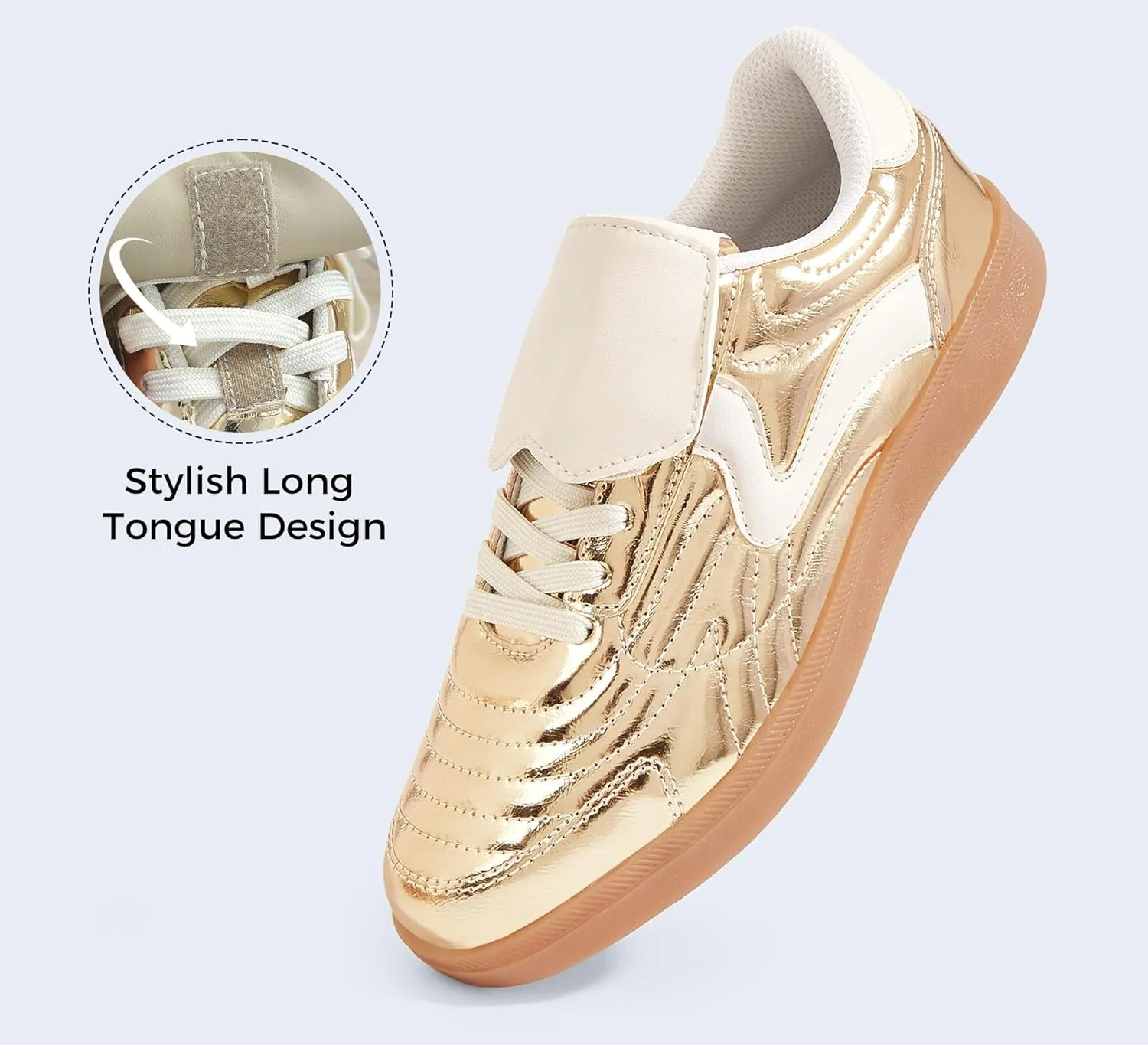 LUCKY STEP Women's Gum Sole Fashion Sneakers Classic Retro Fancy Casual Leisure Tennis Walking Skate Shoes