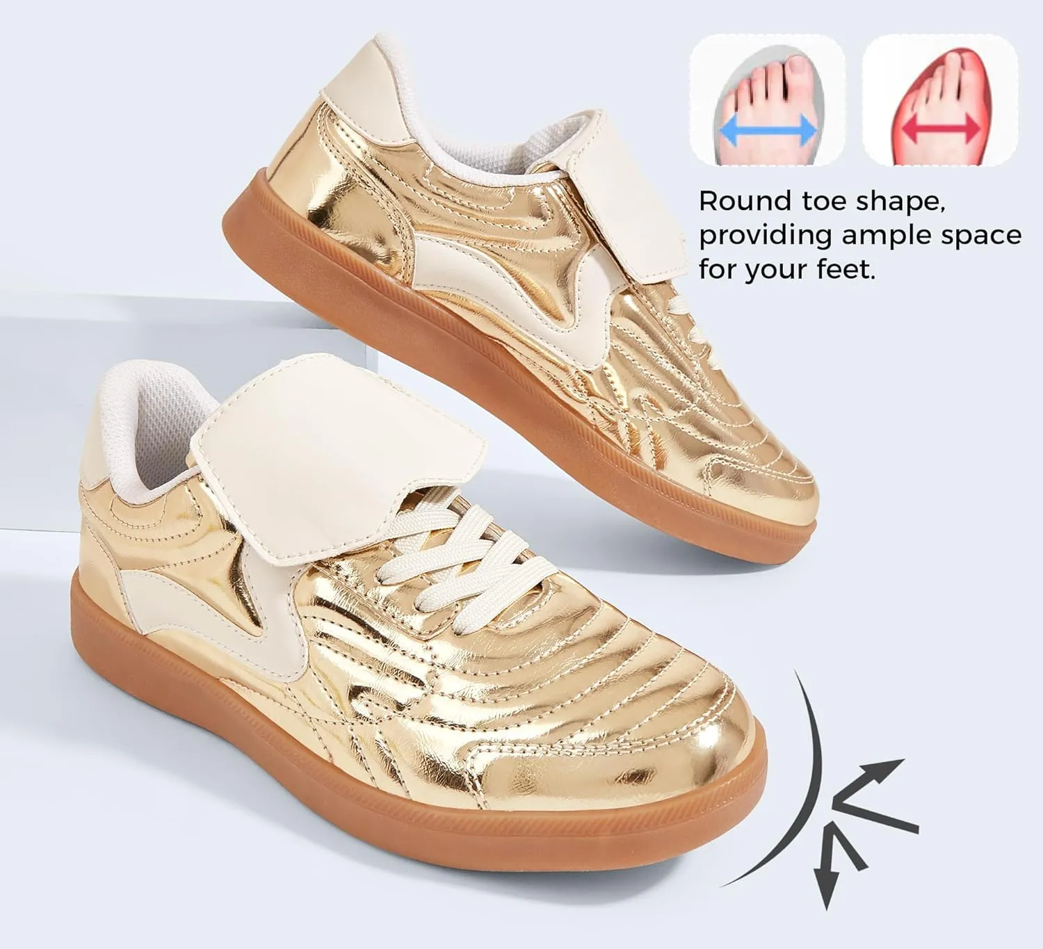LUCKY STEP Women's Gum Sole Fashion Sneakers Classic Retro Fancy Casual Leisure Tennis Walking Skate Shoes
