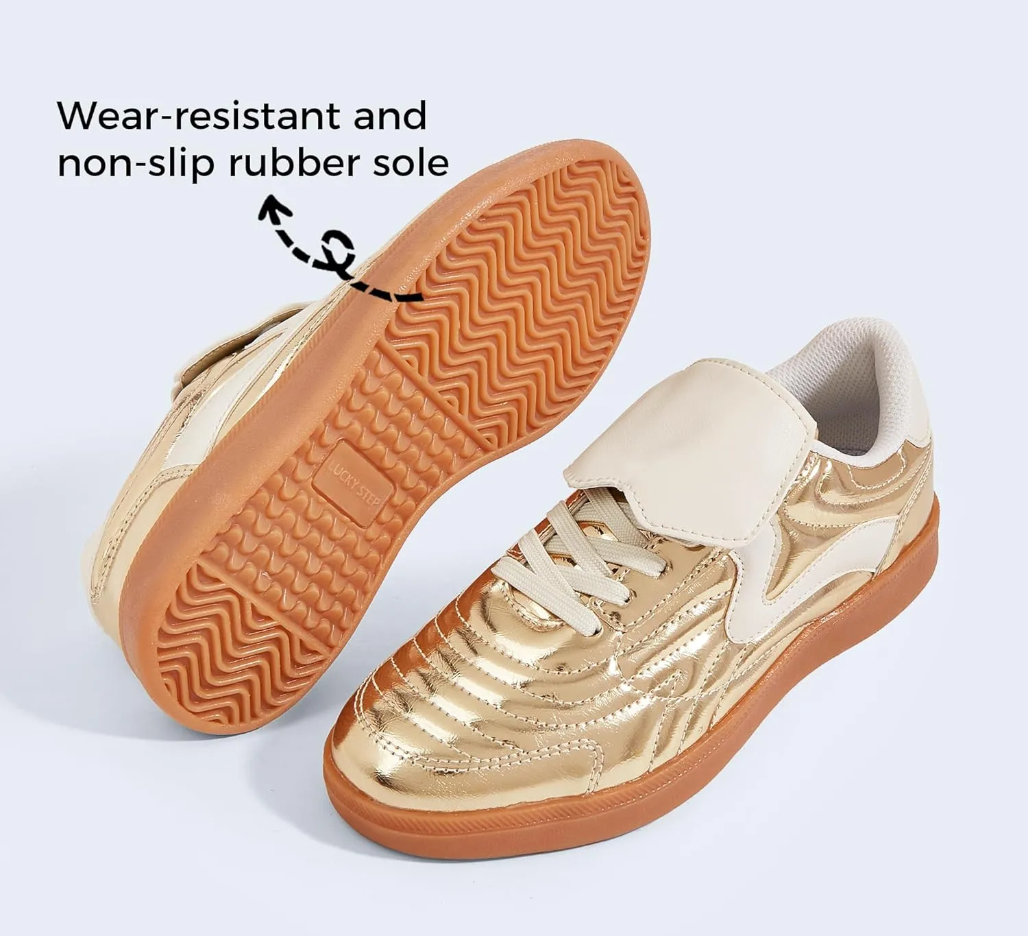 LUCKY STEP Women's Gum Sole Fashion Sneakers Classic Retro Fancy Casual Leisure Tennis Walking Skate Shoes
