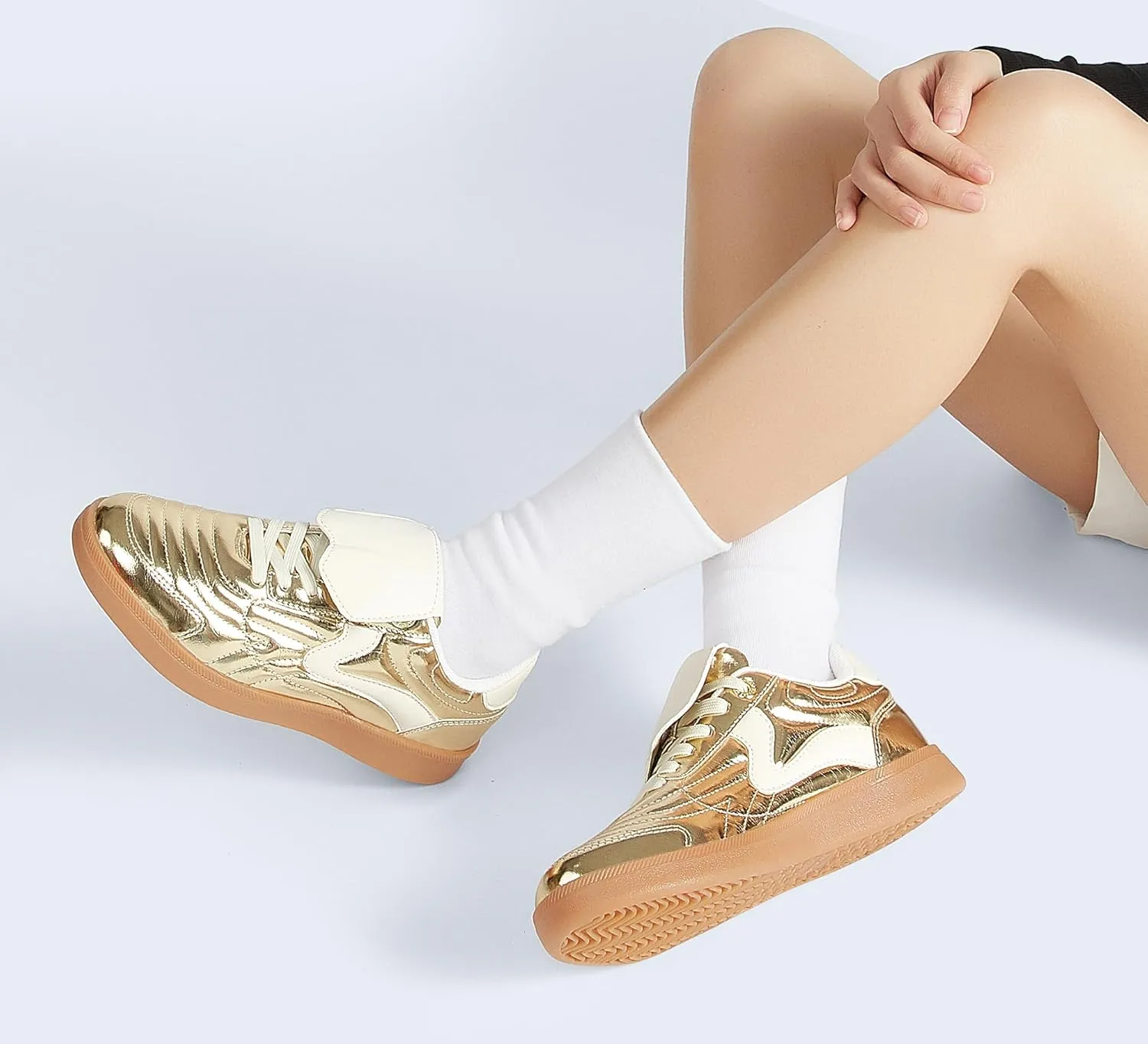 LUCKY STEP Women's Gum Sole Fashion Sneakers Classic Retro Fancy Casual Leisure Tennis Walking Skate Shoes