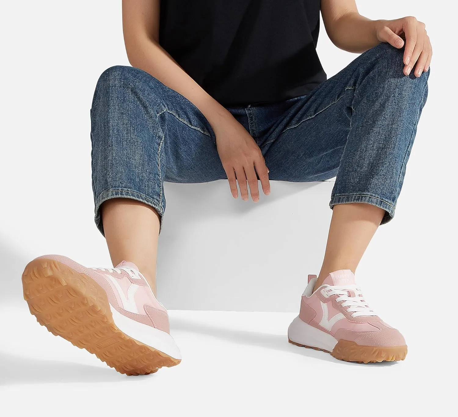 LUCKY STEP Women's Platform Tennis Walking Shoe Retro Chunky Casual Breathable Durable Deluxe Fashion Skate Sneaker