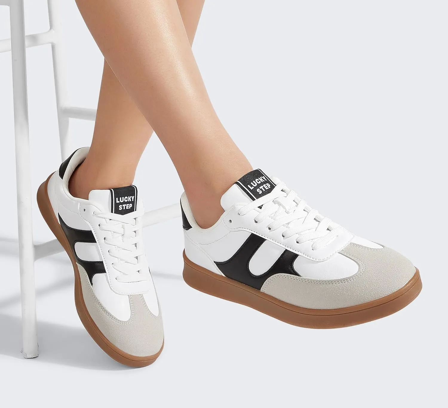 LUCKY STEP Women's Retro Fashion Sneakers Classic Casual Walking Shoes Non Slip Comfort Skate Shoes