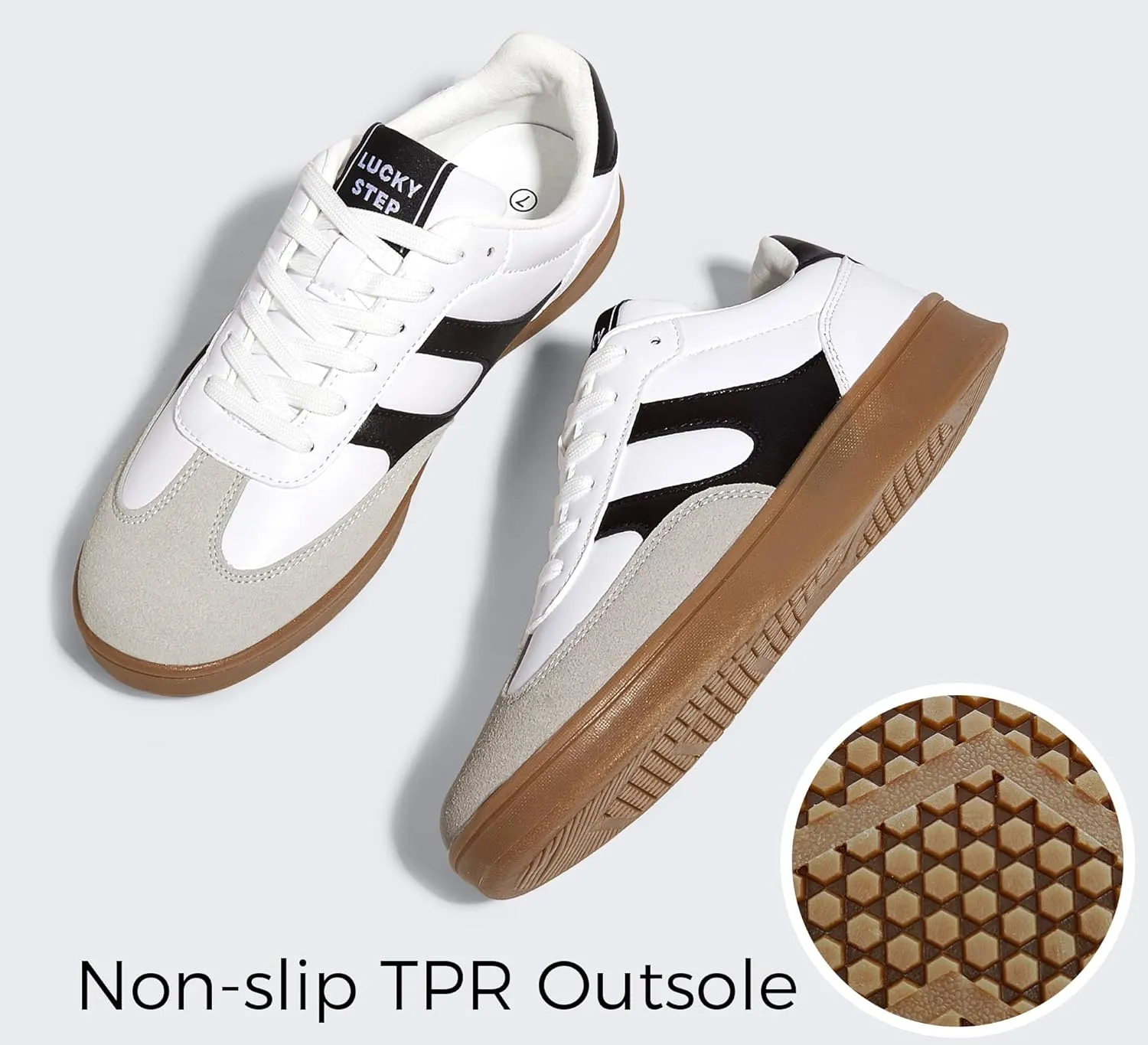 LUCKY STEP Women's Retro Fashion Sneakers Classic Casual Walking Shoes Non Slip Comfort Skate Shoes