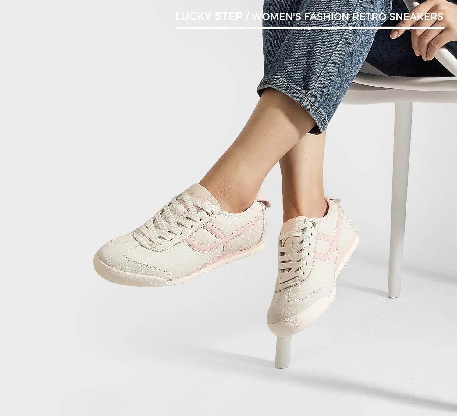 LUCKY STEP Women's Retro Fashion Sneakers Thin Sole Casual Walking Lightweight Tennis Trainers Running Gym Workout Classic Comfortable Athletic Shoes