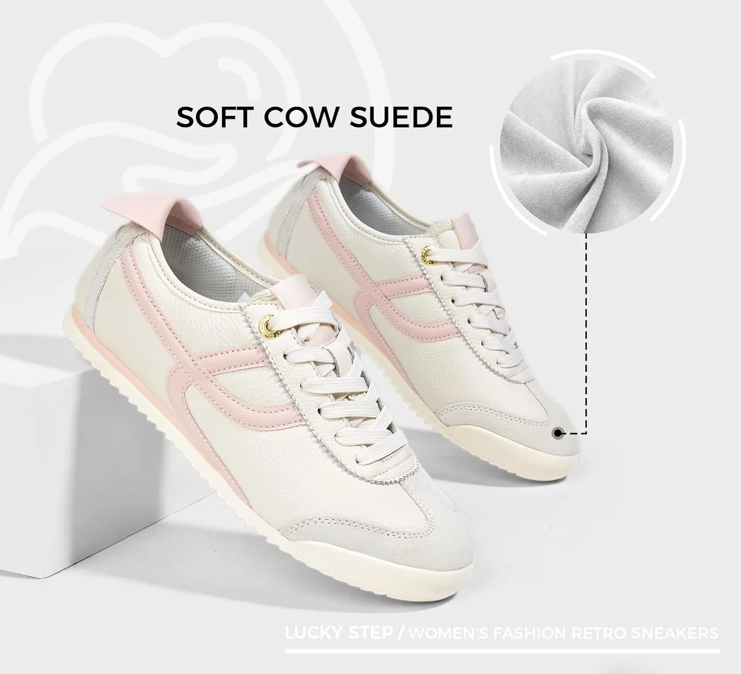 LUCKY STEP Women's Retro Fashion Sneakers Thin Sole Casual Walking Lightweight Tennis Trainers Running Gym Workout Classic Comfortable Athletic Shoes