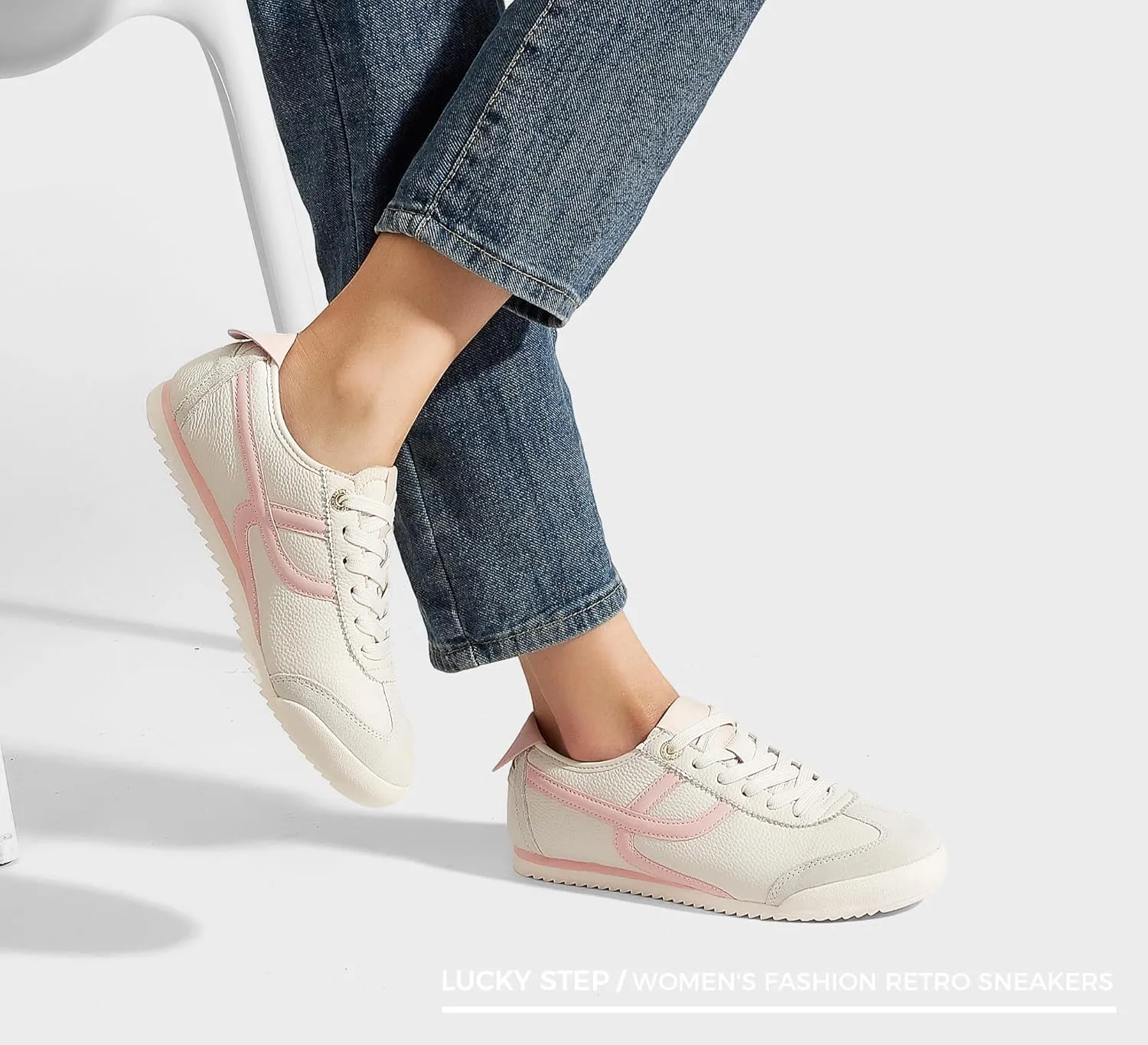 LUCKY STEP Women's Retro Fashion Sneakers Thin Sole Casual Walking Lightweight Tennis Trainers Running Gym Workout Classic Comfortable Athletic Shoes