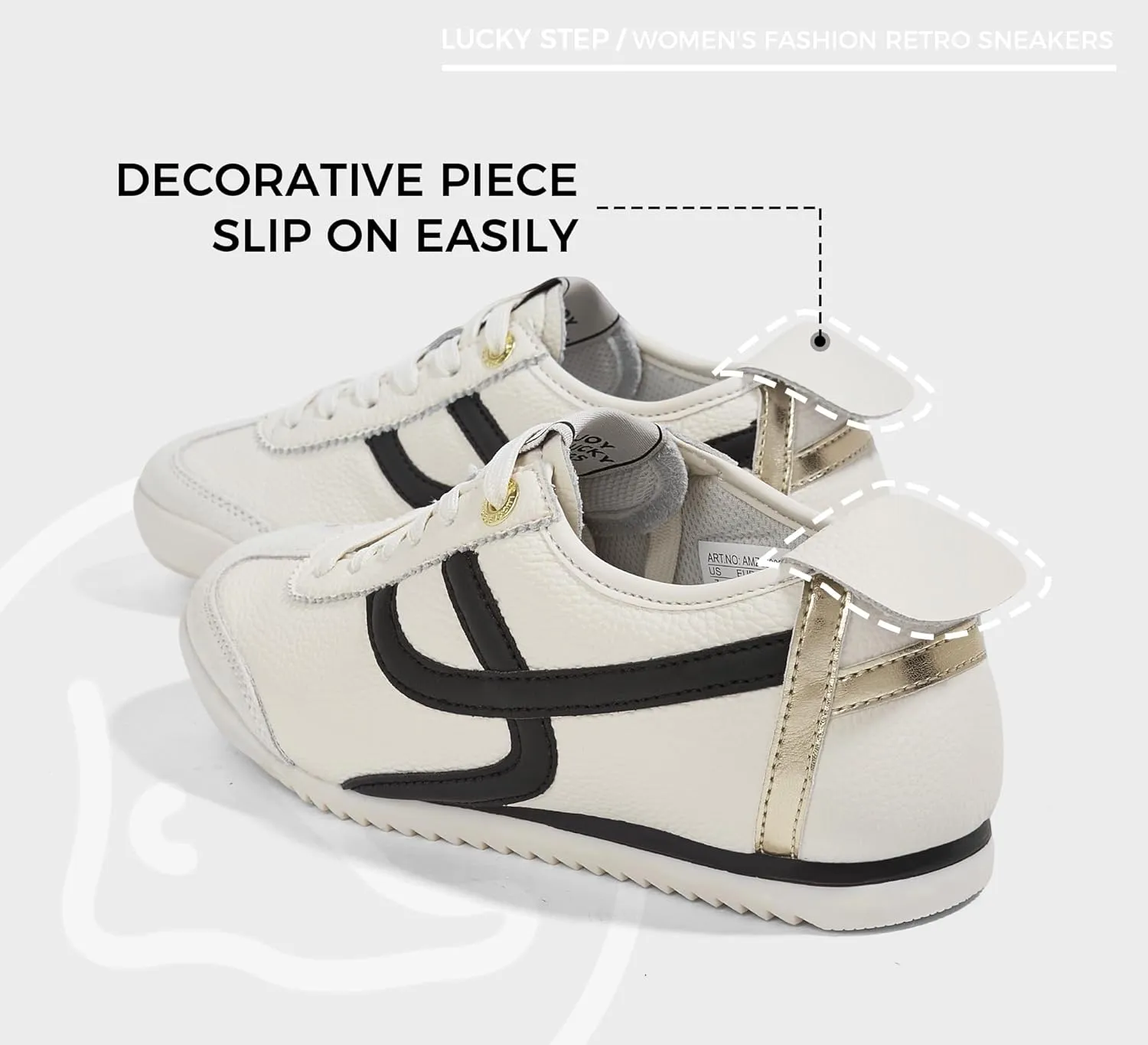 LUCKY STEP Women's Retro Fashion Sneakers Thin Sole Casual Walking Lightweight Tennis Trainers Running Gym Workout Classic Comfortable Athletic Shoes