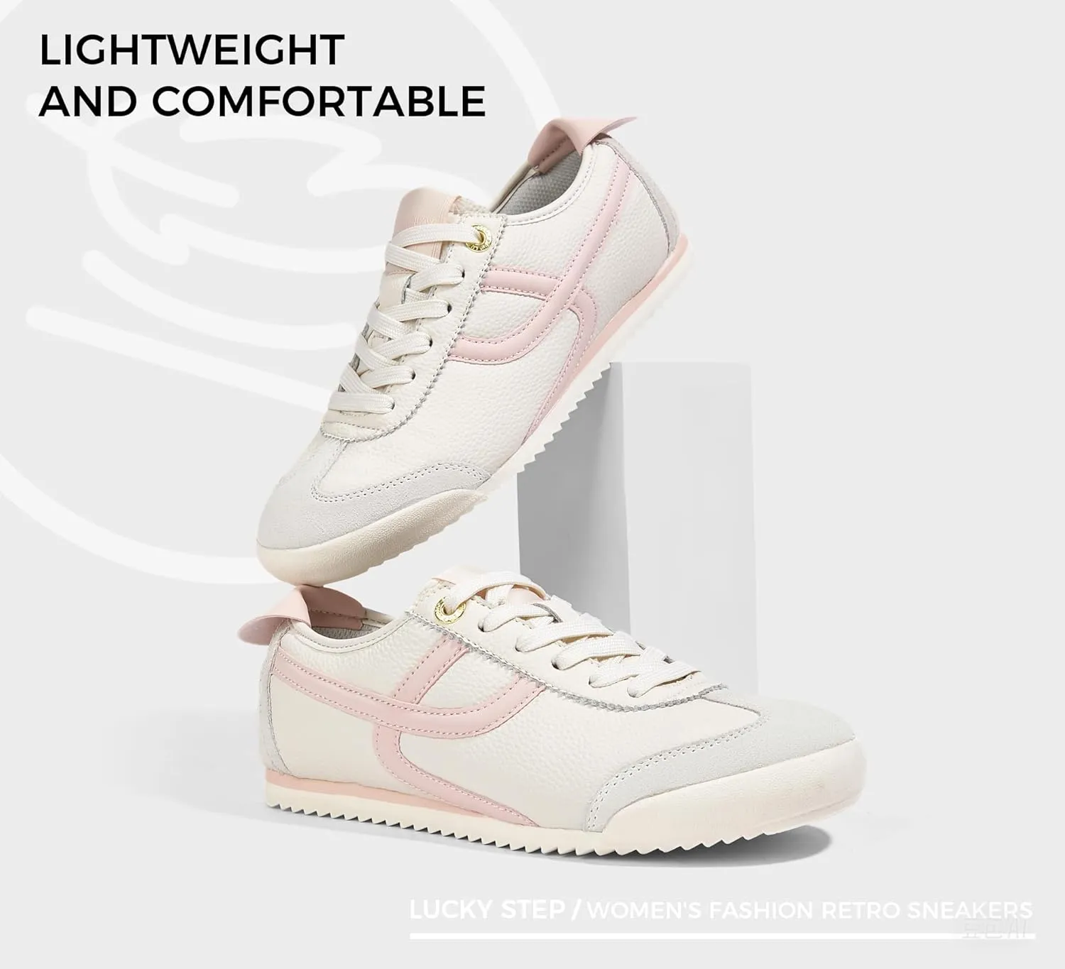 LUCKY STEP Women's Retro Fashion Sneakers Thin Sole Casual Walking Lightweight Tennis Trainers Running Gym Workout Classic Comfortable Athletic Shoes