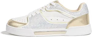 LUCKY STEP Women's Rhinestone Sneakers Sparkly Bling Glitter Wedding Tennis Shoes Fashion Casual Walking Comfortable Shiny Footwear
