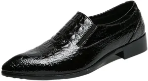 Luxury Men's Loafers, Genuine Leather Dress Shoes with Crocodile Prints, Slip-On Casual & Business Shoes, Wedding Party Shoes for Men