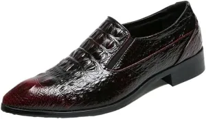 Luxury Men's Loafers, Genuine Leather Dress Shoes with Crocodile Prints, Slip-On Casual & Business Shoes, Wedding Party Shoes for Men