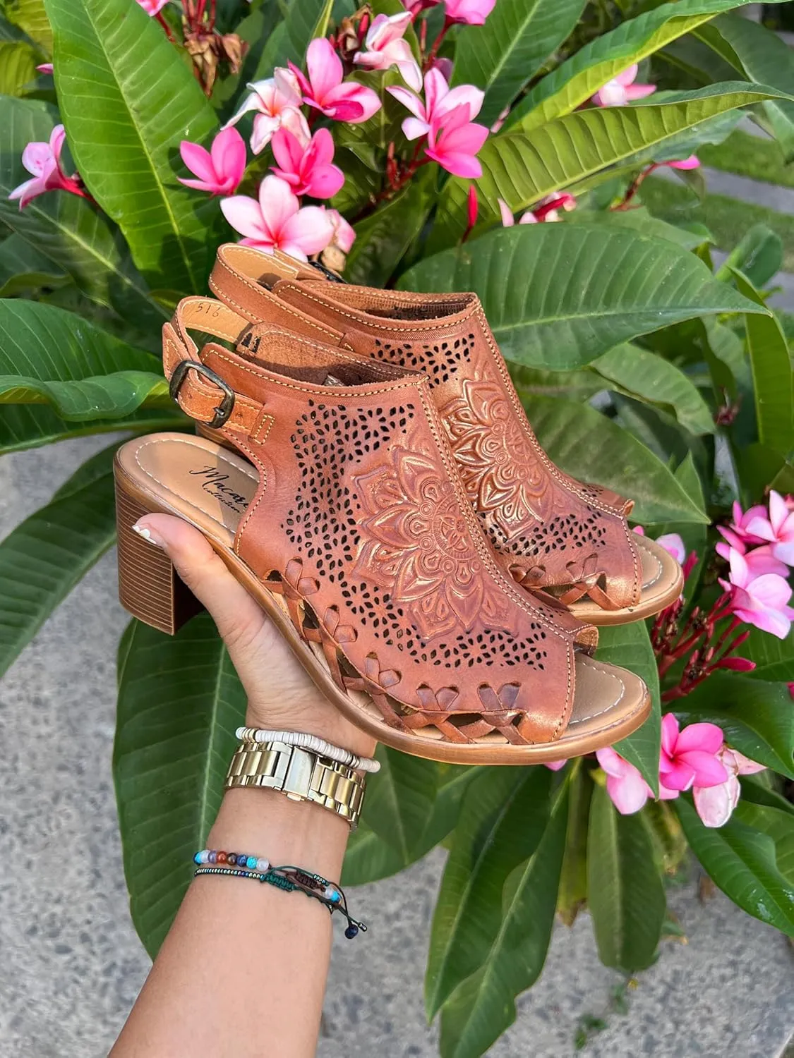 Macarena Collection Women's Flatform Wedge Casual Sandal Huarache Colorful Leather Mexican Style Color MultiColors 516