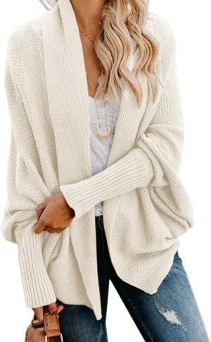 Mafulus Women's Cardigan Sweaters Oversized Chunky Knit Kimono Slouchy Wrap Batwing Open Front Outwear Coat