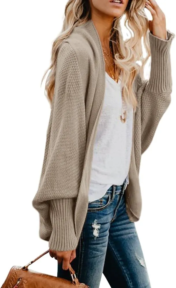 Mafulus Women's Cardigan Sweaters Oversized Chunky Knit Kimono Slouchy Wrap Batwing Open Front Outwear Coat