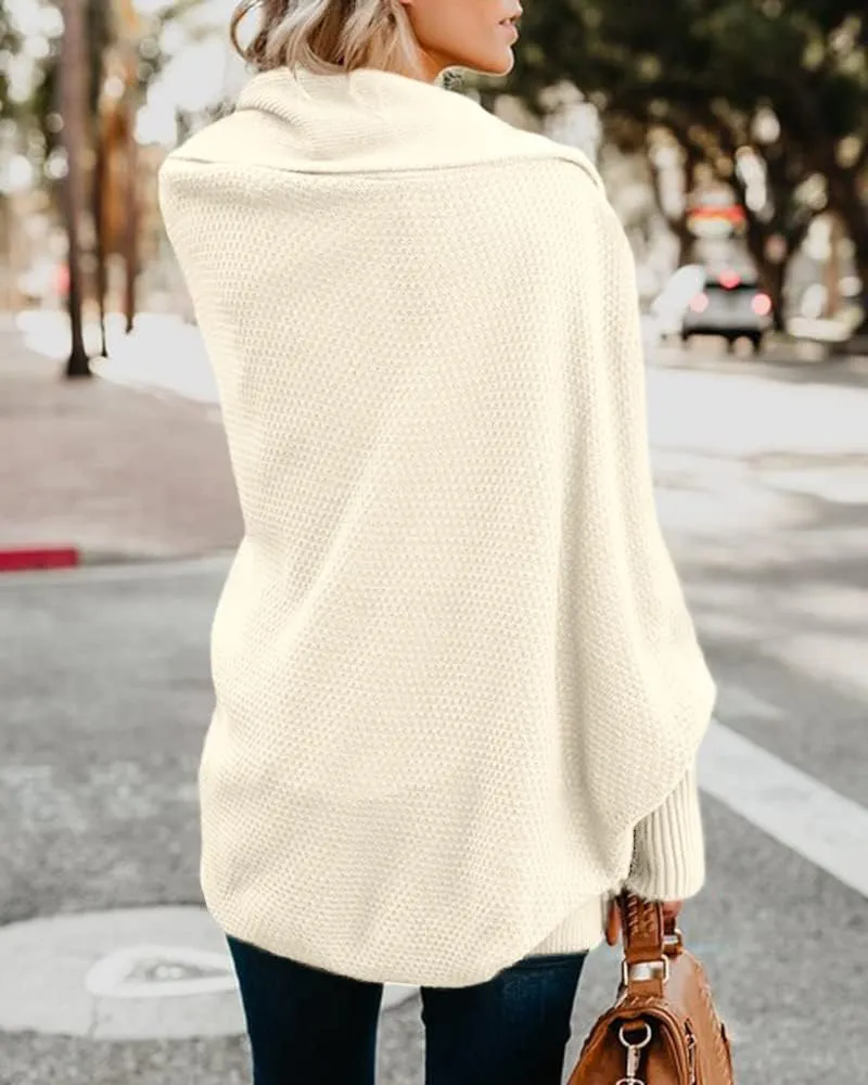 Mafulus Women's Cardigan Sweaters Oversized Chunky Knit Kimono Slouchy Wrap Batwing Open Front Outwear Coat