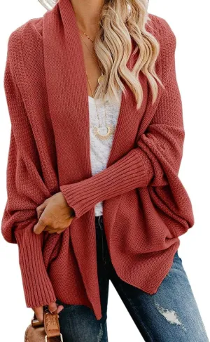 Mafulus Women's Cardigan Sweaters Oversized Chunky Knit Kimono Slouchy Wrap Batwing Open Front Outwear Coat