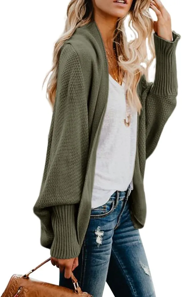 Mafulus Women's Cardigan Sweaters Oversized Chunky Knit Kimono Slouchy Wrap Batwing Open Front Outwear Coat
