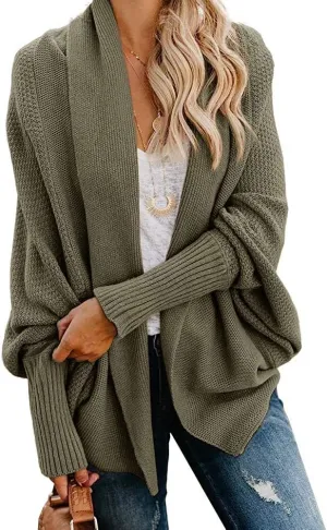 Mafulus Women's Cardigan Sweaters Oversized Chunky Knit Kimono Slouchy Wrap Batwing Open Front Outwear Coat