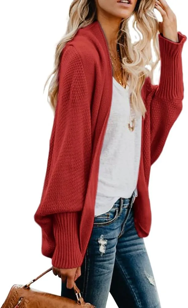 Mafulus Women's Cardigan Sweaters Oversized Chunky Knit Kimono Slouchy Wrap Batwing Open Front Outwear Coat
