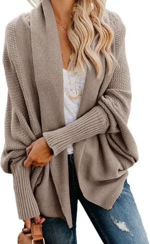 Mafulus Women's Cardigan Sweaters Oversized Chunky Knit Kimono Slouchy Wrap Batwing Open Front Outwear Coat