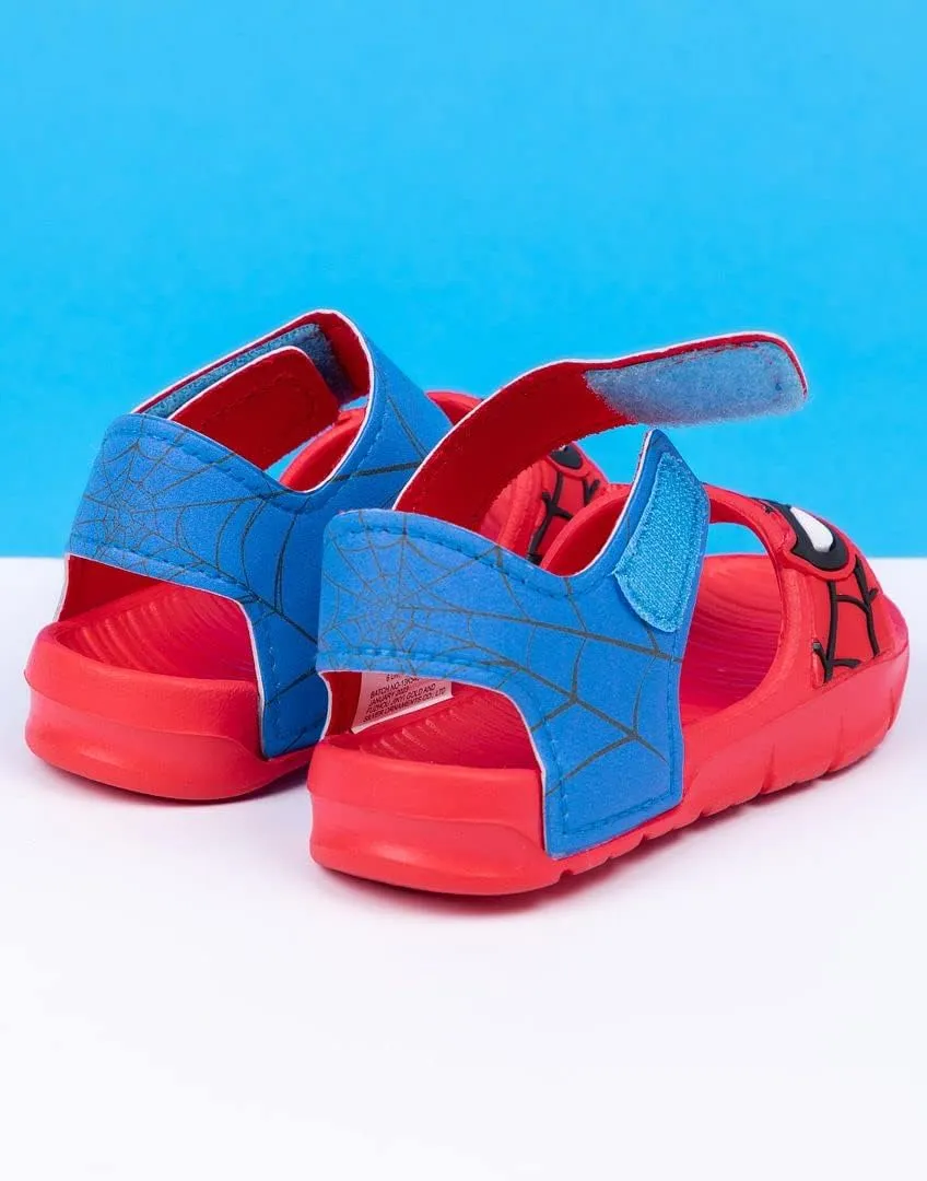 Marvel Spider-Man Kids Sandals | Boys Superhero Sliders with Supportive Strap for Toddlers | Red & Blue Slip-on Footwear
