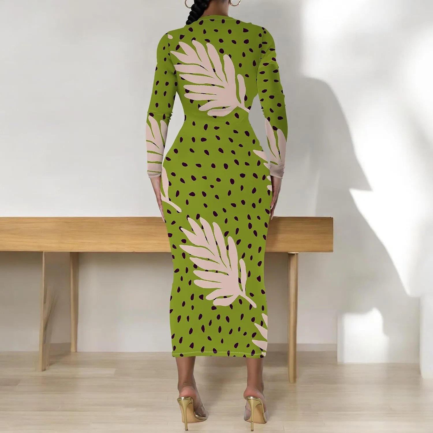Maxi Dress for Women Casual Fashion Round Neck Bodycon Sexy Slim Fit Elegant Evening Wedding Guest Long Formal Dresses