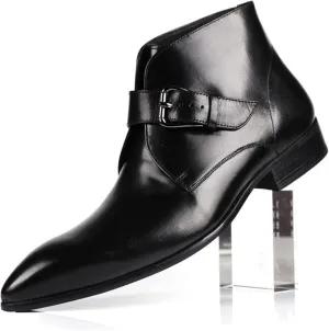 Men Ankle Boots Mens Monk Strap Pointed Ankle Boots Show Club Business For Party Pure Leather The First Layer Of Cowhide