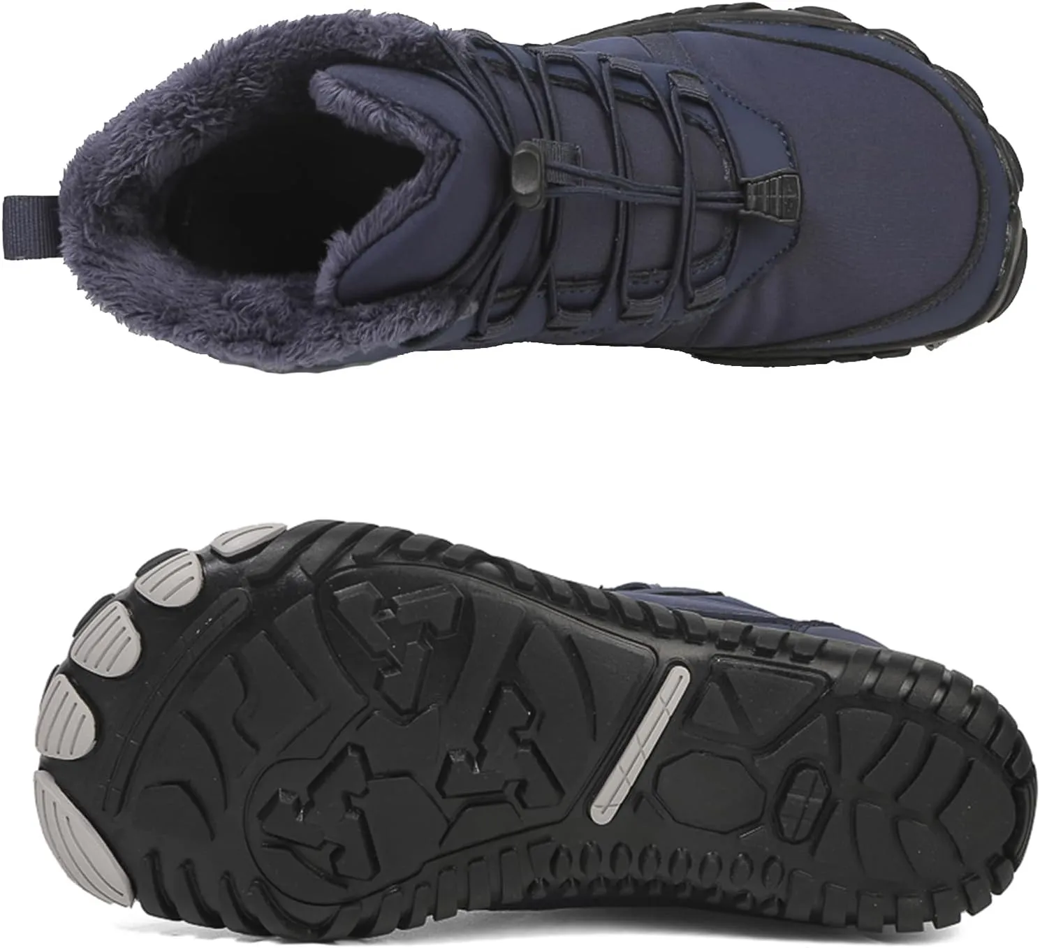 Men's and Women's Barefoot Hiking Boots | Zero Drop Winter Snow Boots with Wide Toe Box | Slip-On Waterproof Ankle Booties | Minimalist Five-Finger Sneakers for Outdoor Hiking and Walking