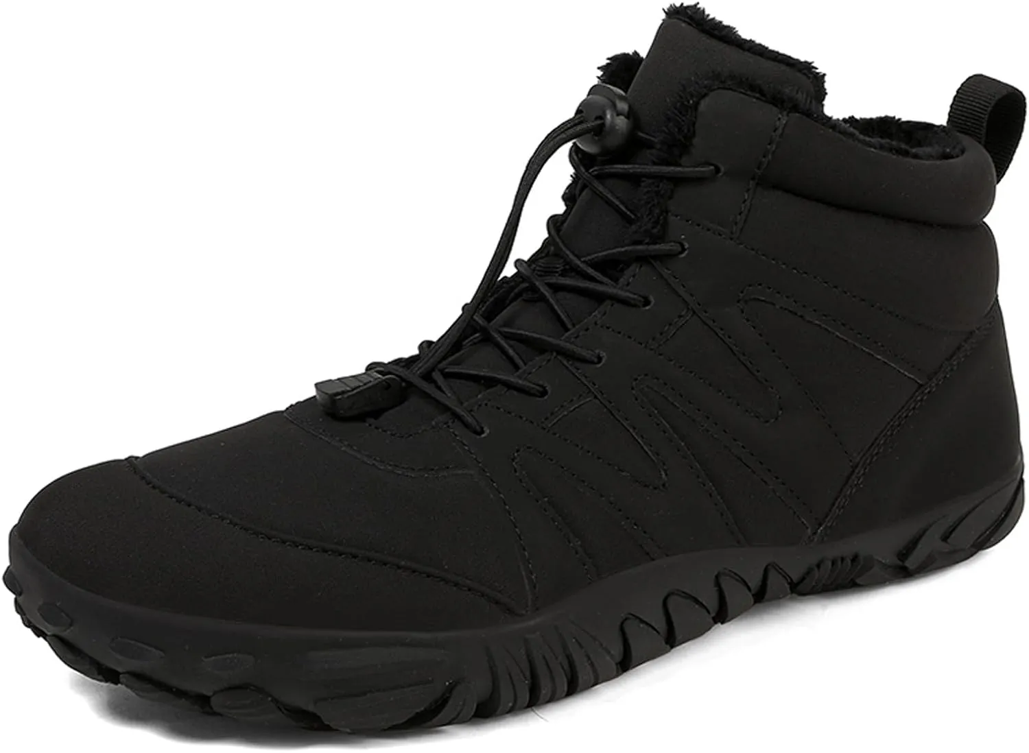 Men's and Women's Barefoot Hiking Boots | Zero Drop Winter Snow Boots with Wide Toe Box | Slip-On Waterproof Ankle Booties | Minimalist Five-Finger Sneakers for Outdoor Hiking and Walking