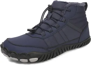 Men's and Women's Barefoot Hiking Boots | Zero Drop Winter Snow Boots with Wide Toe Box | Slip-On Waterproof Ankle Booties | Minimalist Five-Finger Sneakers for Outdoor Hiking and Walking