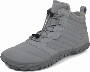 Men's and Women's Barefoot Hiking Boots | Zero Drop Winter Snow Boots with Wide Toe Box | Slip-On Waterproof Ankle Booties | Minimalist Five-Finger Sneakers for Outdoor Hiking and Walking