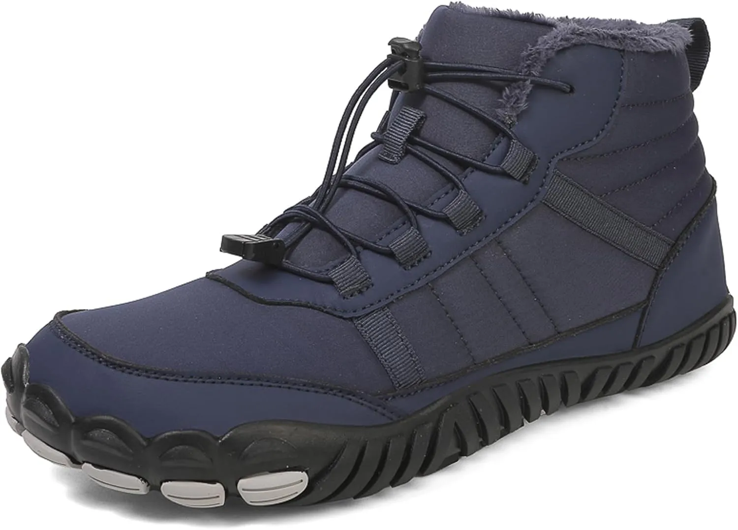 Men's and Women's Barefoot Hiking Boots | Zero Drop Winter Snow Boots with Wide Toe Box | Slip-On Waterproof Ankle Booties | Minimalist Five-Finger Sneakers for Outdoor Hiking and Walking