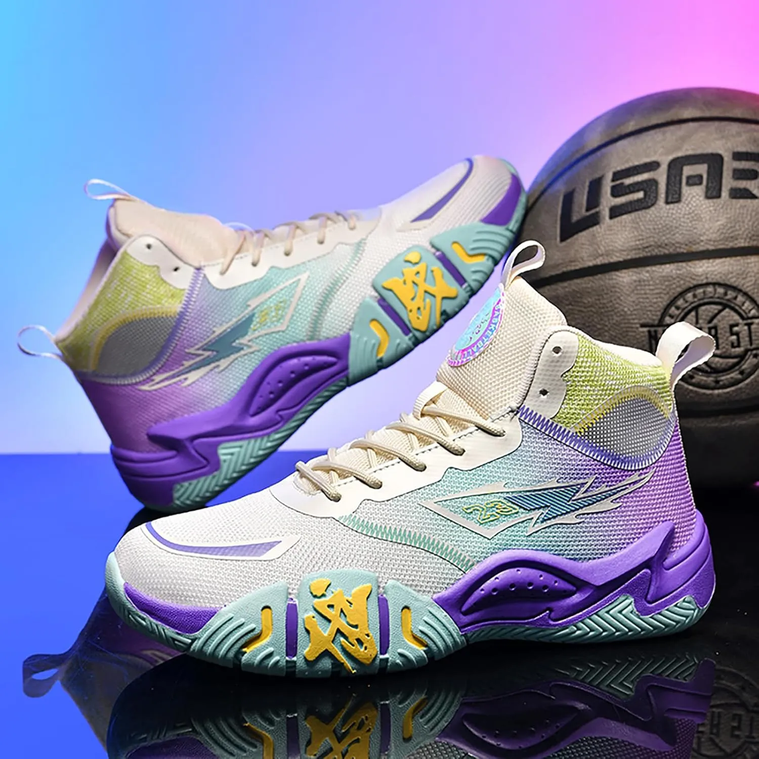 Mens Basketball Shoes Womens High Top Breathable Sneakers Fashion Non Slip Outdoor Sport Shoes Volleyball Shoes