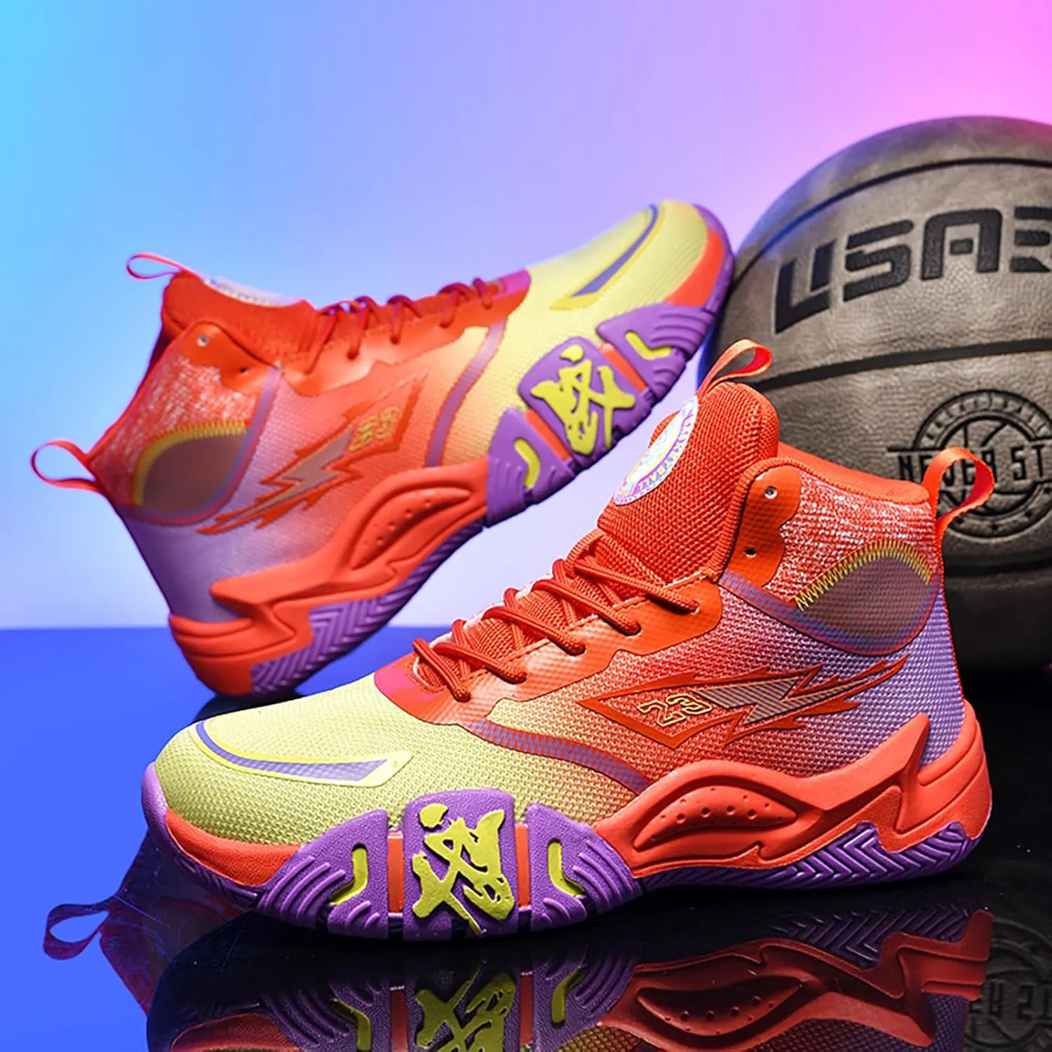 Mens Basketball Shoes Womens High Top Breathable Sneakers Fashion Non Slip Outdoor Sport Shoes Volleyball Shoes