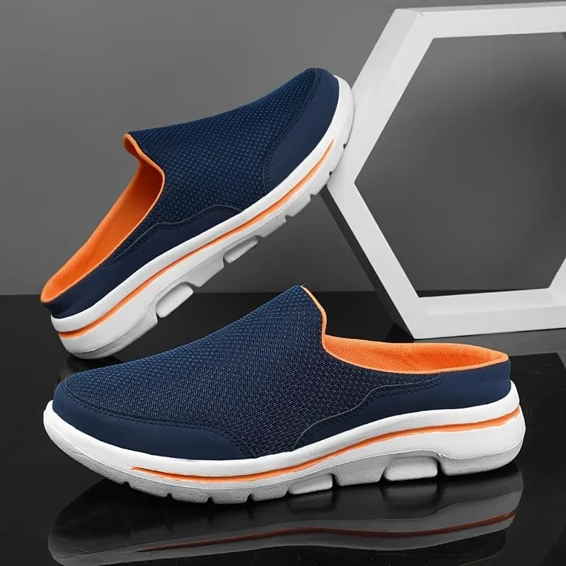 Men's Big & Tall Lightweight Slip-On Casual Sneakers - Breathable Mesh & Fabric Upper, MD Cushioned Sole, All-Season Comfort for Sports & Casual Attire