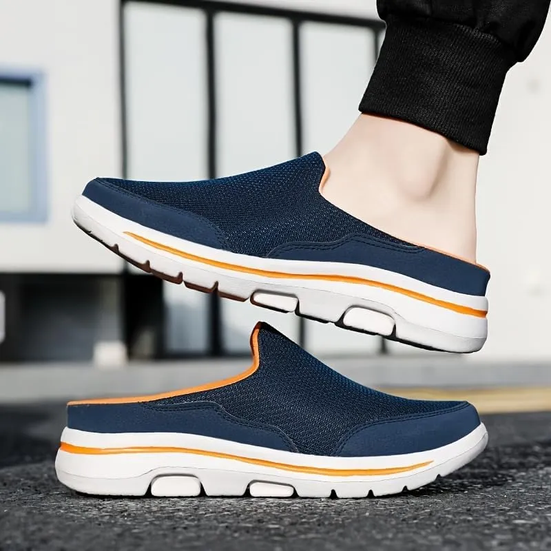 Men's Big & Tall Lightweight Slip-On Casual Sneakers - Breathable Mesh & Fabric Upper, MD Cushioned Sole, All-Season Comfort for Sports & Casual Attire
