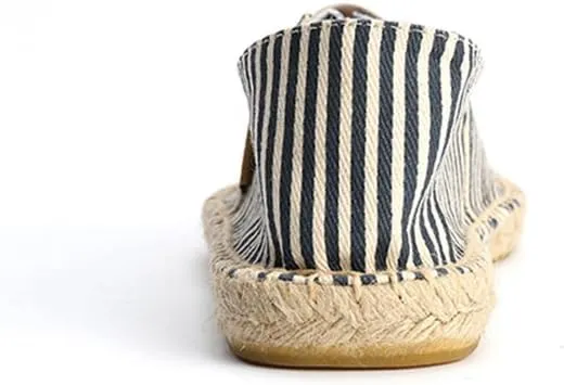 Men's Breathable Canvas Stripe Slip on Flat Espadrilles