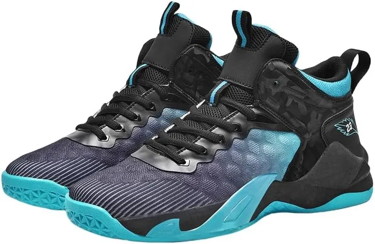 Men's Breathable Lace-Up Basketball Shoes – High-Top Training & Competition Sneakers with Cushioned Shock Absorption