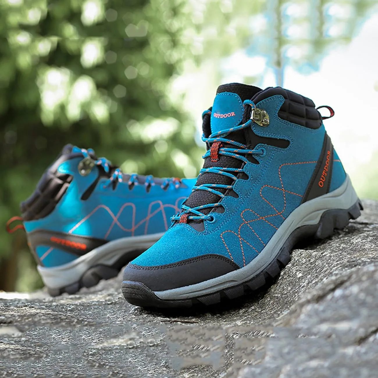 Men's Casual Hiking Boots Outdoor Waterproof Non-Slip Work Boots High Top Trekking Hiking Shoes