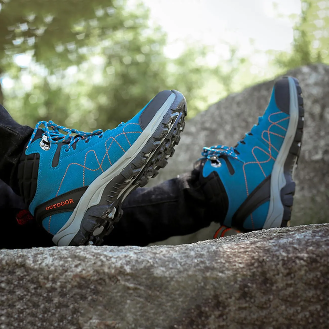 Men's Casual Hiking Boots Outdoor Waterproof Non-Slip Work Boots High Top Trekking Hiking Shoes