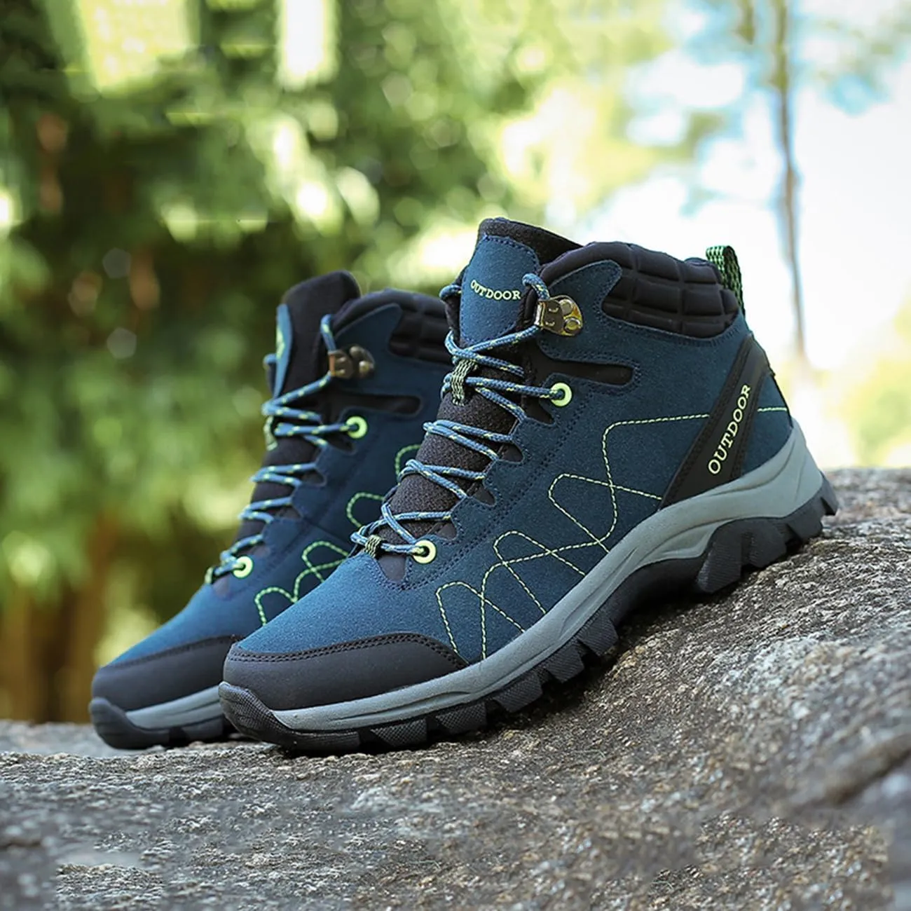 Men's Casual Hiking Boots Outdoor Waterproof Non-Slip Work Boots High Top Trekking Hiking Shoes