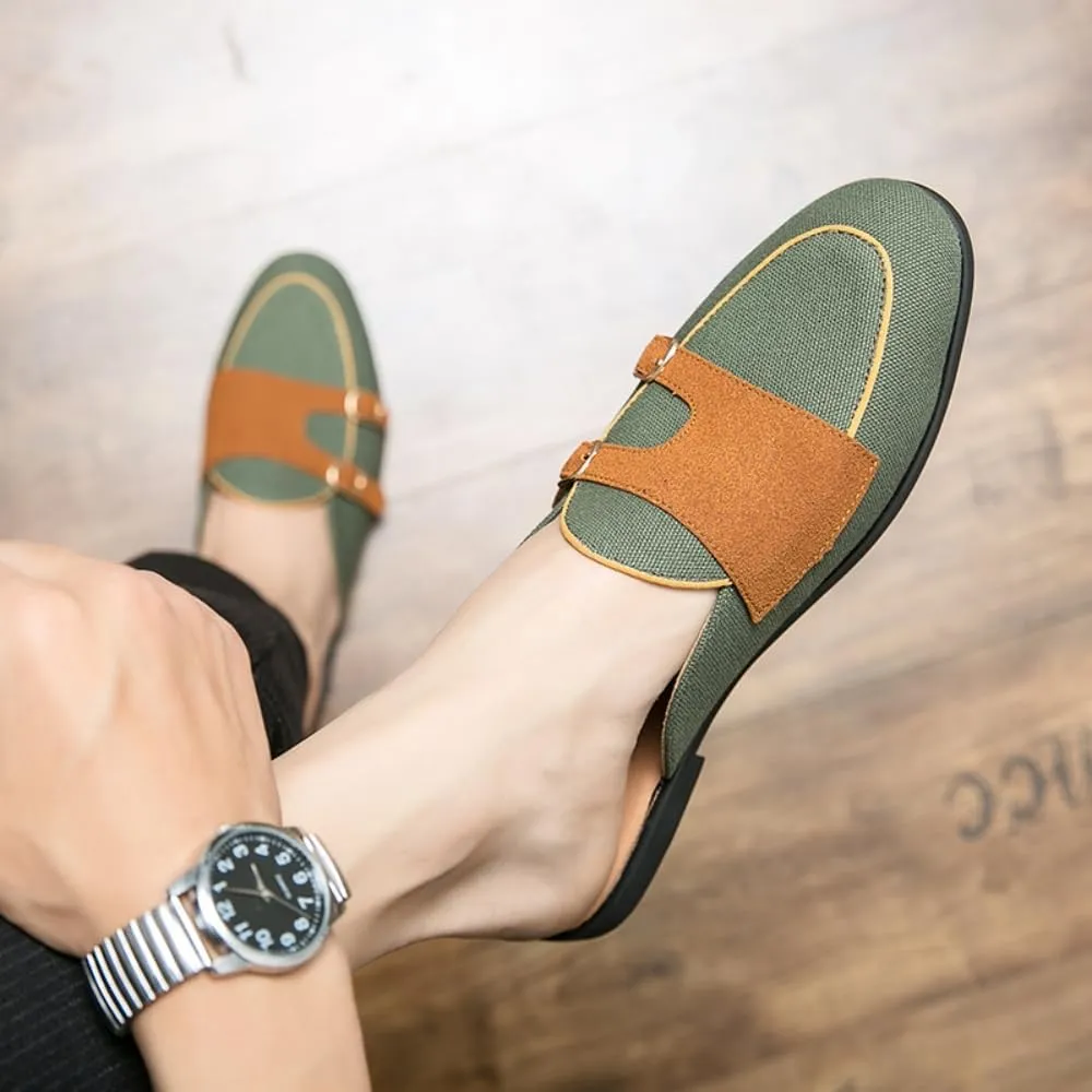 Mens Casual Mules and Half Backless Slip Ons Shoes, Suede Mules Clog Dress Sandals Backless Loafers for Men