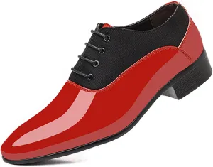 Men's Classic Formal Oxfords Fashion Patent Leather Alligator Printed Tuxedo Shoes Business Wedding Derby Lace-up Cap Toe Dress Shoes
