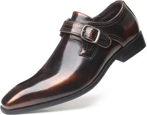 Men's Dress Cap Toe Shoes Monk Slip On Loafers Stylish and Comfort Patent PU Leather Business Low Casual Urban Commuting Shoes