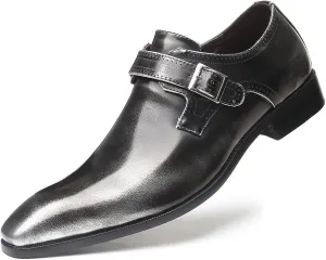 Men's Dress Cap Toe Shoes Monk Slip On Loafers Stylish and Comfort Patent PU Leather Business Low Casual Urban Commuting Shoes