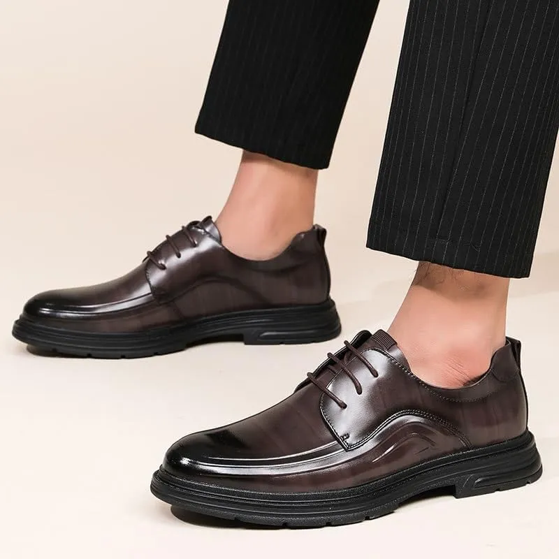 Mens Dress Shoes Men's Business Casual Patent Leather Formal Loafers Lace-Up Oxford Shoes