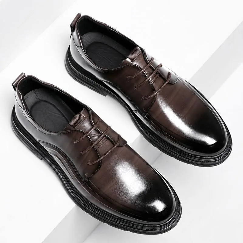 Mens Dress Shoes Men's Business Casual Patent Leather Formal Loafers Lace-Up Oxford Shoes