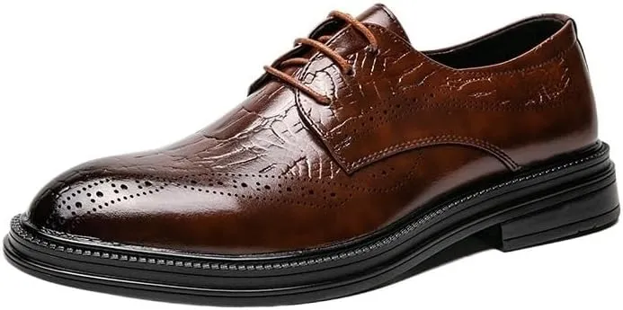 Men's Fashion Oxford Shoes Leather Lace Up Pointed Toe Dress Shoes Business Formal Wedding Party Loafers for Men