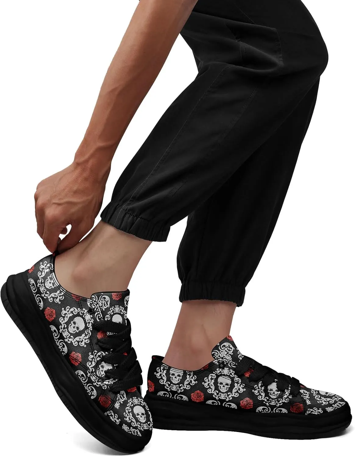 Men's Gothic Skull Fashion Sneakers Casual Skateboarding Canvas Shoes for Women Streetwear Trendy Comfort Walking Shoes